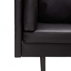Sofa narożna, tapicerowana sztuczną skórą, czarna