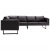 Sofa narożna, tapicerowana sztuczną skórą, czarna