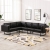 Sofa narożna, tapicerowana sztuczną skórą, czarna