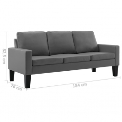 3-osobowa sofa, szara, sztuczna skóra