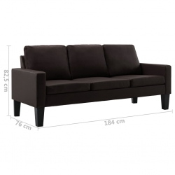 3-osobowa sofa, brązowa, sztuczna skóra