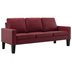 3-osobowa sofa, winna czerwień, sztuczna skóra