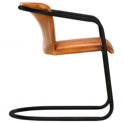 Krzesła stołowe, 4 szt., kolor tan, naturalna skóra