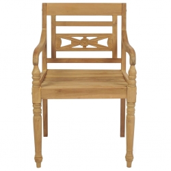 Krzesła Batavia z kremowymi poduszkami, 2 szt., drewno tekowe