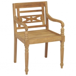 Krzesła Batavia z beżowymi poduszkami, 2 szt., drewno tekowe