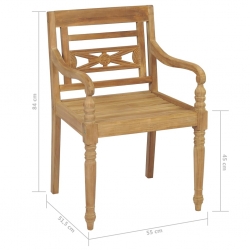 Krzesła Batavia z czerwonymi poduszkami, 2 szt., drewno tekowe
