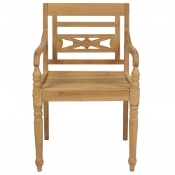 Krzesła Batavia z czerwonymi poduszkami, 2 szt., drewno tekowe