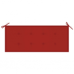 Ławka Batavia z czerwoną poduszką, 120 cm, lite drewno tekowe