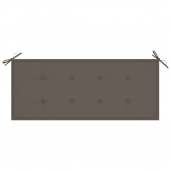Ławka Batavia z poduszką taupe, 120 cm, lite drewno tekowe