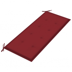 Ławka Batavia z poduszką w kolorze wina, 120 cm, drewno tekowe