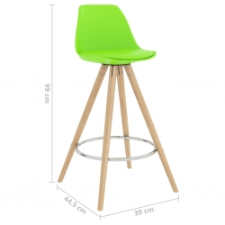 Stołki barowe, 4 szt., zielone, PP i lite drewno bukowe