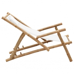 Leżak z bambusa i kremowego płótna