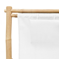 Leżak z bambusa i kremowego płótna