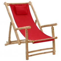 Leżak z bambusa i czerwonego płótna