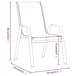 Sztaplowane krzesła ogrodowe, 2 szt., brąz, tworzywo textilene