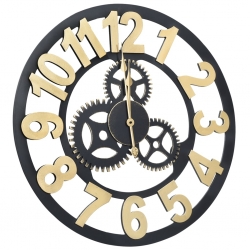 Zegar ścienny, złoto-czarny, 70 cm, MDF