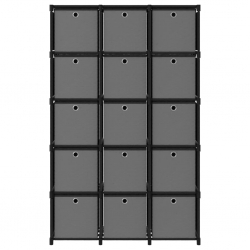Regał z 15 przegrodami z pudełkami, czarny, 103x30x175,5 cm