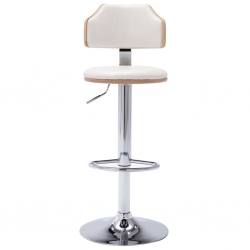 Stołki barowe, 2 szt., białe, gięte drewno i ekoskóra