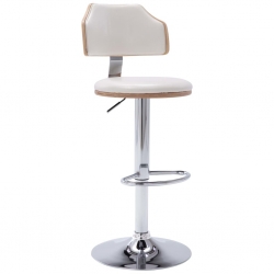 Stołki barowe, 2 szt., białe, gięte drewno i ekoskóra