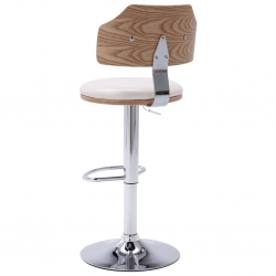 Stołki barowe, 2 szt., białe, gięte drewno i ekoskóra