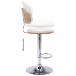 Stołki barowe, 2 szt., białe, gięte drewno i ekoskóra