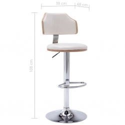 Stołki barowe, 2 szt., białe, gięte drewno i ekoskóra