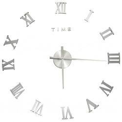 Zegar ścienny 3D, nowoczesny design, srebrny, 100 cm, XXL