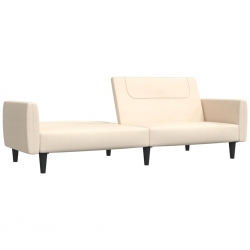 2-osobowa rozkładana kanapa kremowa, tapicerowana tkaniną