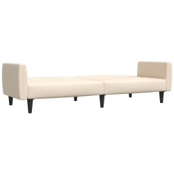 2-osobowa rozkładana kanapa kremowa, tapicerowana tkaniną