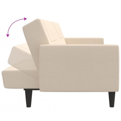 2-osobowa rozkładana kanapa kremowa, tapicerowana tkaniną