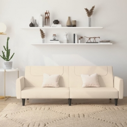 2-osobowa rozkładana kanapa kremowa, tapicerowana tkaniną