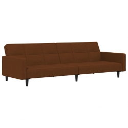 2- osobowa sofa rozkładana, brązowa, obita mikrofibrą