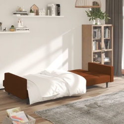 2- osobowa sofa rozkładana, brązowa, obita mikrofibrą