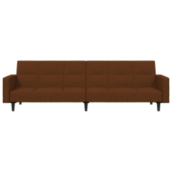 2- osobowa sofa rozkładana, brązowa, obita mikrofibrą