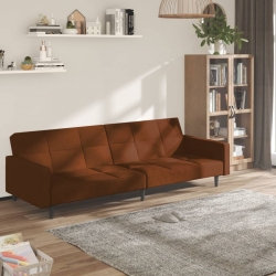 2- osobowa sofa rozkładana, brązowa, obita mikrofibrą