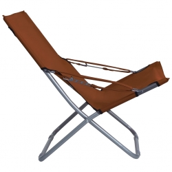 Składane krzesła plażowe, 2 szt., tkanina, brązowe