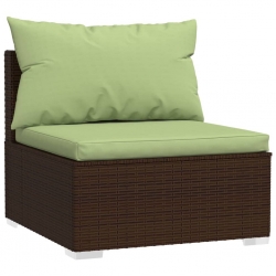 3-osobowa sofa ogrodowa z poduszkami, polirattan, brązowa