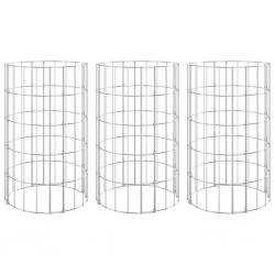 Okrągłe donice gabionowe, podniesione, 3 szt., stal, Ø30x50 cm