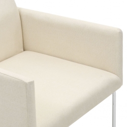 Krzesła stołowe, 2 szt., stylizowane na lniane, białe, tkanina