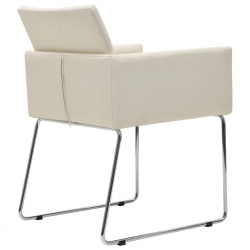 Krzesła stołowe, 4 szt., stylizowane na lniane, białe, tkanina