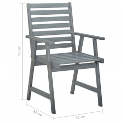 Ogrodowe krzesła stołowe, 4 szt., szare, lite drewno akacjowe