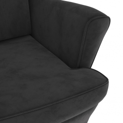 Fotel uszak z podnóżkiem, ciemnoszary, tapicerowany aksamitem