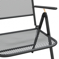 Składane krzesła ogrodowe, 2 szt., antracytowe, metalowa siatka