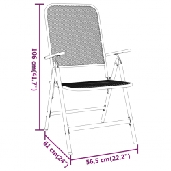 Składane krzesła ogrodowe, 2 szt., antracytowe, metalowa siatka