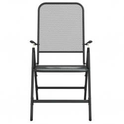 Składane krzesła ogrodowe, 4 szt., antracytowe, metalowa siatka