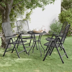 Składane krzesła ogrodowe, 4 szt., antracytowe, metalowa siatka