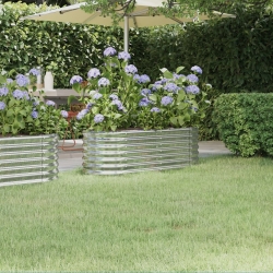 Donica ogrodowa, malowana proszkowo stal, 114x40x36 cm, srebrna
