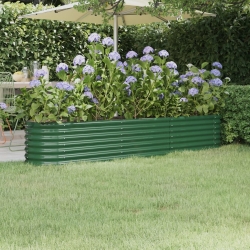Donica ogrodowa, malowana proszkowo stal, 224x40x36 cm, zielona