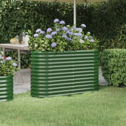 Donica ogrodowa, malowana proszkowo stal, 114x40x68 cm, zielona