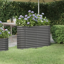 Donica ogrodowa, malowana proszkowo stal, 114x40x68 cm, szara